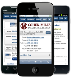 Mobile insurance website for Cohen Miles Insurance Agency at m.cohenmiles.com